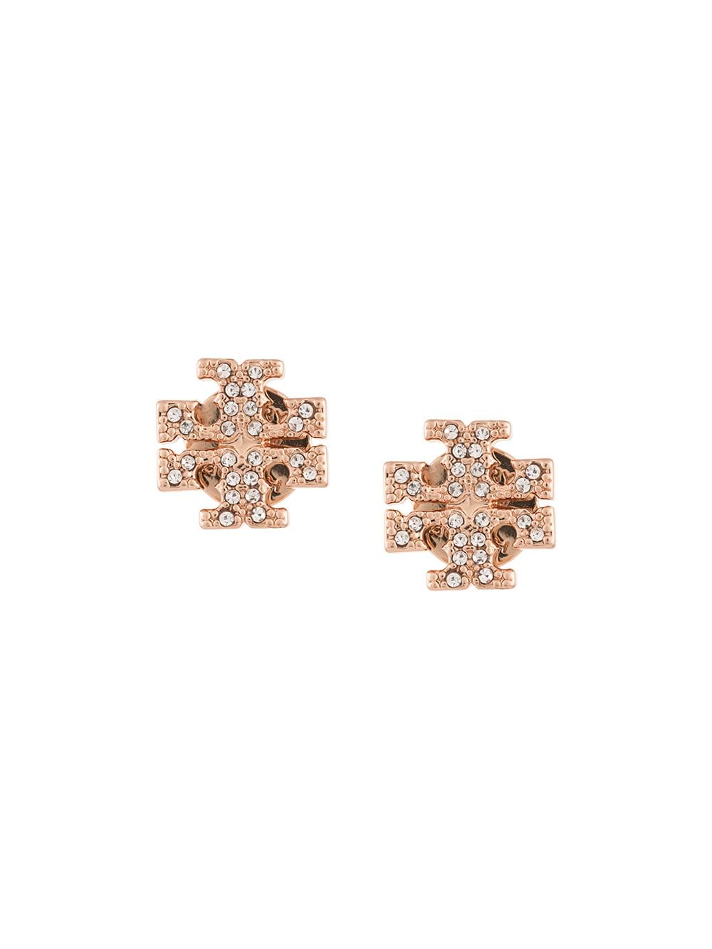 Tory burch crystal logo stud earrings discount